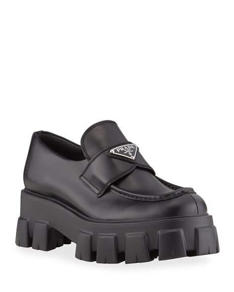 prada ladies loafers|platform Prada loafers.